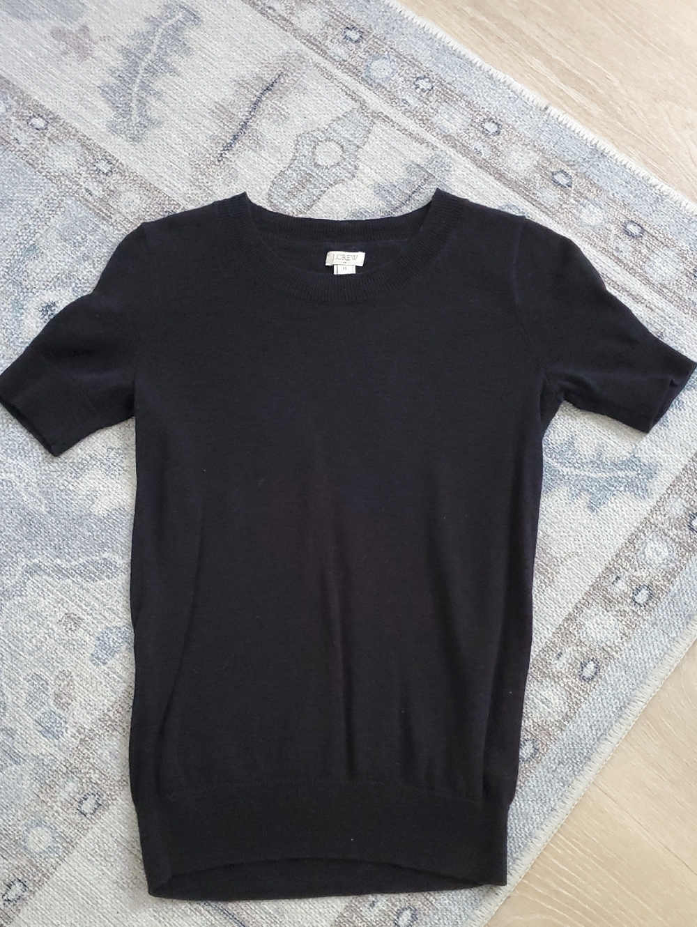 J. Crew Black Lightweight Cotton Short Sleeve Sweater Top SzXS